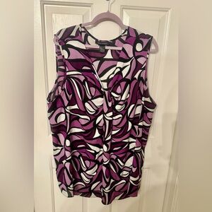 Ashley Stewart Purple and Black Swirl Blouse